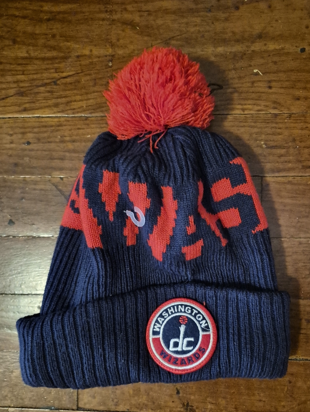 Washington Wizards Mens New Era Navy & Red Pom Knit Beanie Winter Hat